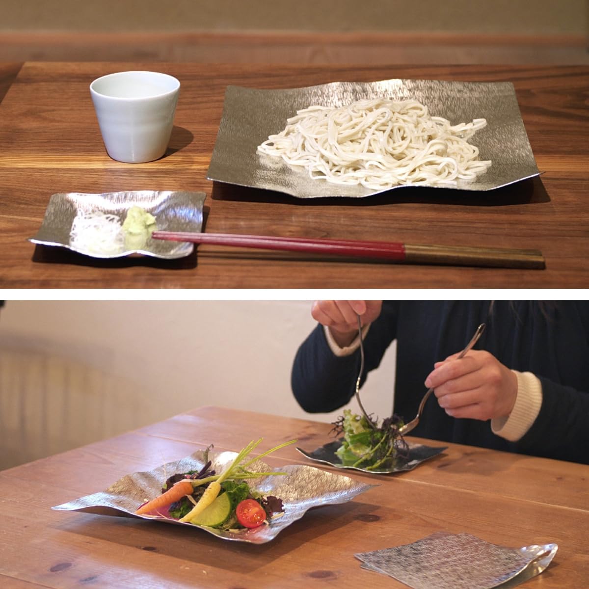 syouryu すずがみ お皿 曲がる錫の器 食器 あられ 24cmsyouryu (在庫